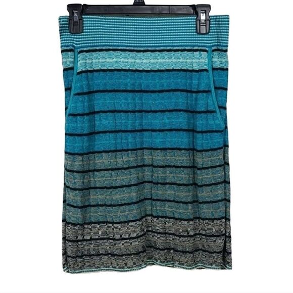 LOFT Women's Turquoise Blue Stripe Ribbed Cable Knit Sweater Skirt Soft Stretchy - Picture 11 of 11